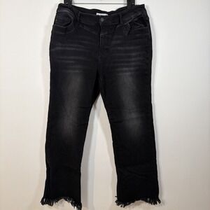KanCan High Rise Black Wash Frayed Hem Bootcut Jeans Plus Size 16 Stretch Denim
